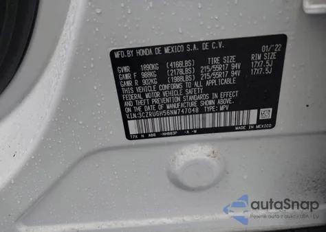 2022 Honda Hr-V Awd Ex из США, поврежденный, VIN 3CZRU6H56NM747048